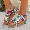 Fashion The 2025 summer new fashion height-increasing Chinese-style flower-themed large-sized casual sandals from Europe and America