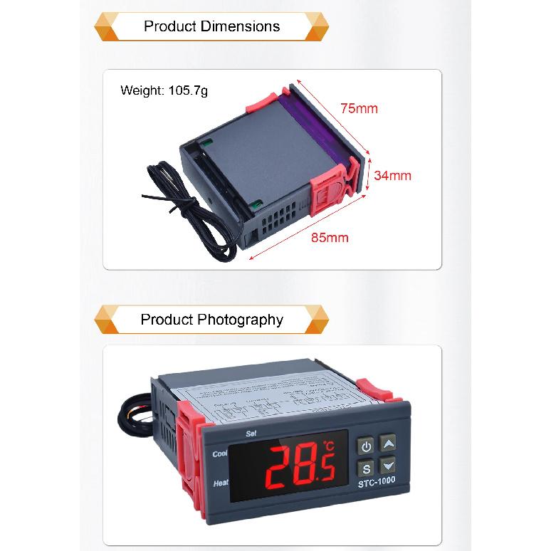 Termostat Controler Digital STC-1000/3000 12V 24V 220V Afișaj LED Microcomputer Încălzire Răcire Incubator