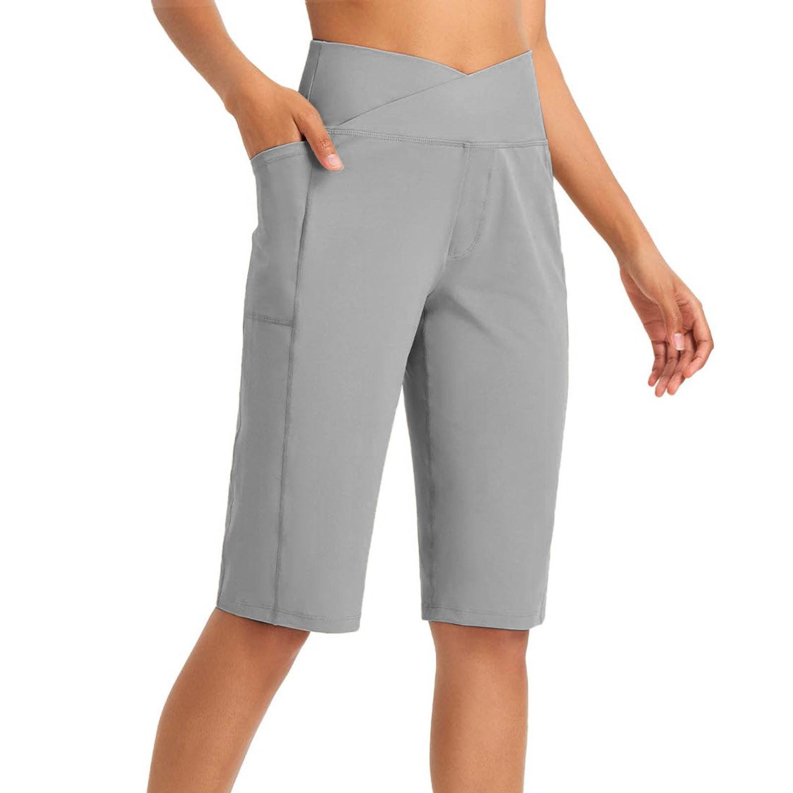 

Женские спортивные шорты с высокой талией и карманами, эластичные, мягкие, свободные, повседневные, летние S