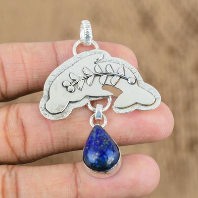 Frauentag Sale 925 Silber Lapislazuli Edelstein Handgefertigter Fisch Anhänger Schmuck