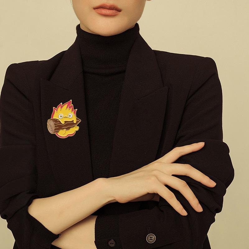 Calcifer Fire Sprite Enamel Pin - Japanese Game Cartoon Lapel Brooch