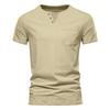Summer Men's Thin V-Neck Solid Color Casual Breathable Short Sleeve T-Shirt With Pocket