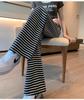 Petite High Waist Zebra Striped Wide Leg Knit Pants - Black & White, Women's Spring/Autumn