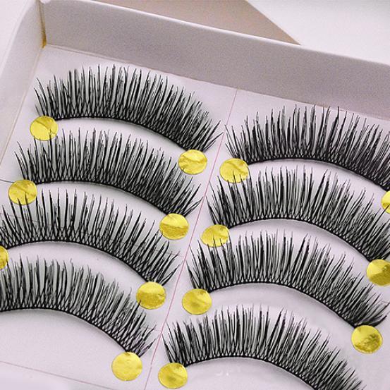 10 Par Handgjorda Långa Tjocka Korsande Lösögonfransar Smink Ögonfransar Förlängning