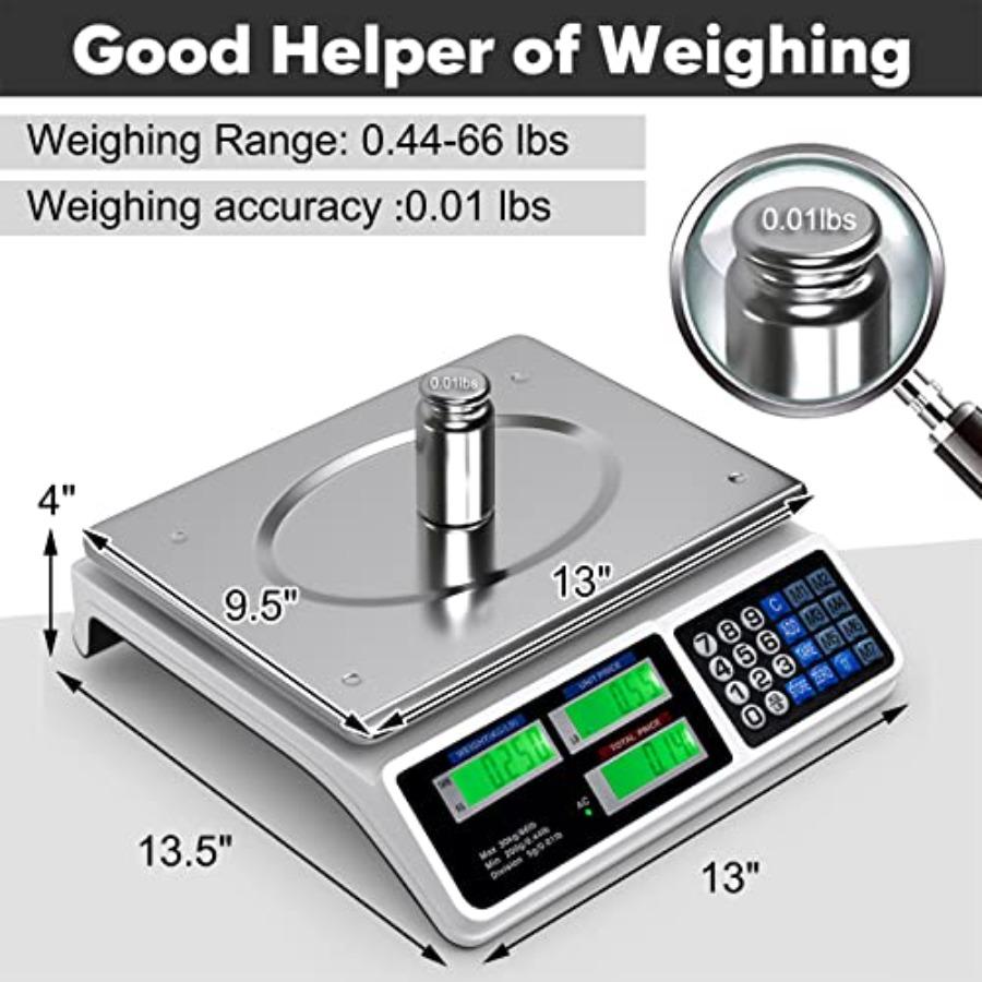 Electronic Price Computing Scale LCD Digital Commercial Food Meat Weighting Scale 66 Ib Ccity