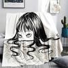 1PC Tomie Print Flannel Blanket, High quality Comfortable for All Seasons, Home Decor, Warmth and Comfort, Perfect for Christmas Gifts