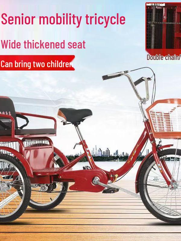 Pingxiang Adult Pedal-Powered Tricycle: Two-Seater Mobility Scooter & Rickshaw