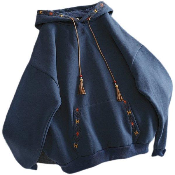 

Женская свободная повседневная толстовка с капюшоном, вышитый пуловер, уютный топ M