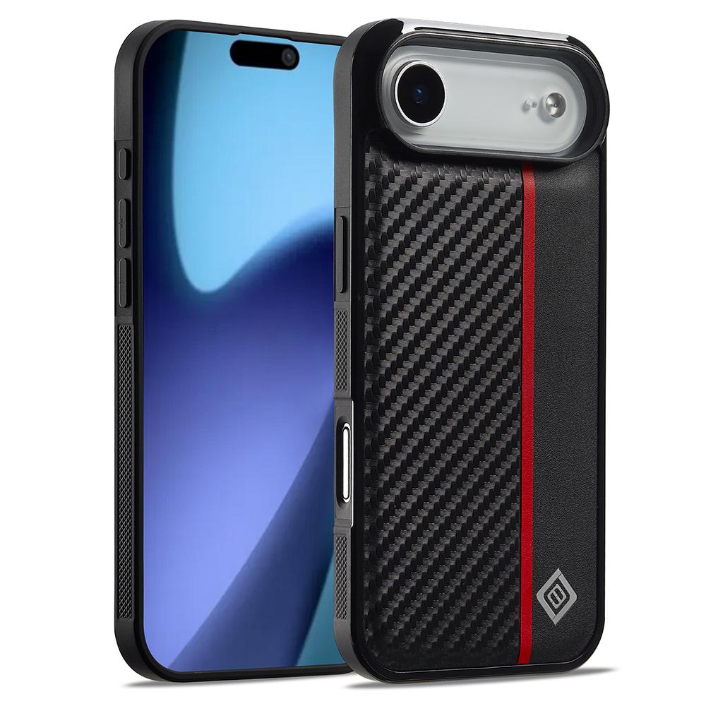 LC.IMEEKE For iPhone 17 Air Case Carbon Fiber Texture Leather+TPU+EVA Phone Cover