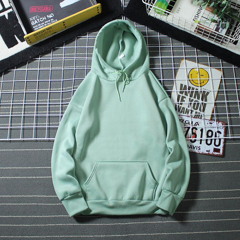 Solid Color Plus Velvet Unisex Loose Hooded Sweatshirt