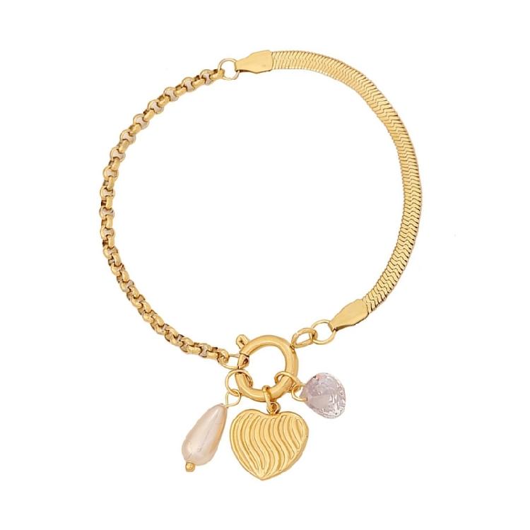 Exaggerated Heart Pendant Bracelet Charm Bracelet Stainless Steel Texture Fashionable and Trendy Wrist Jewelry for Girl