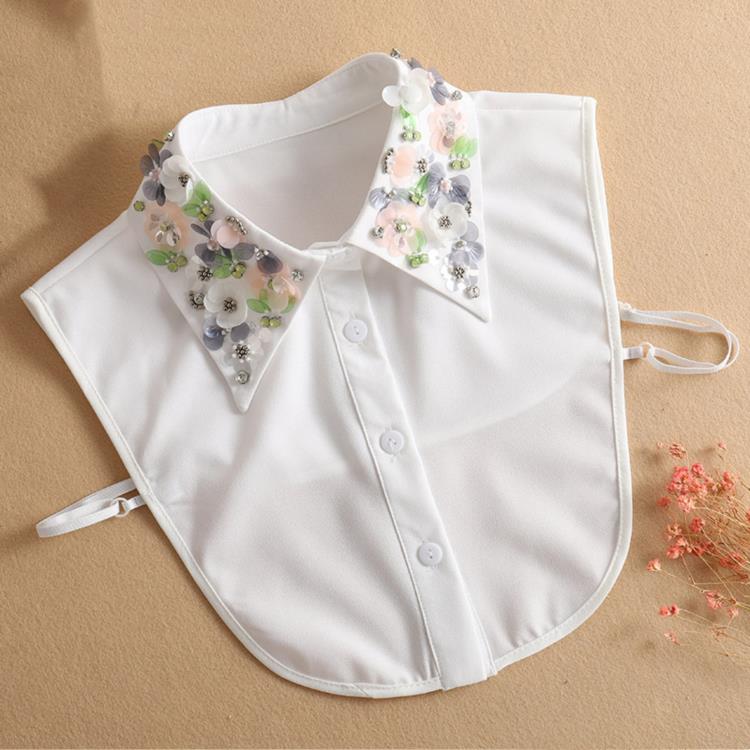 Sequined Womans Detachable Collars White  New Ladies Tie Black False Fake Collar Shirt Women Beading Removable Nep Kraagie