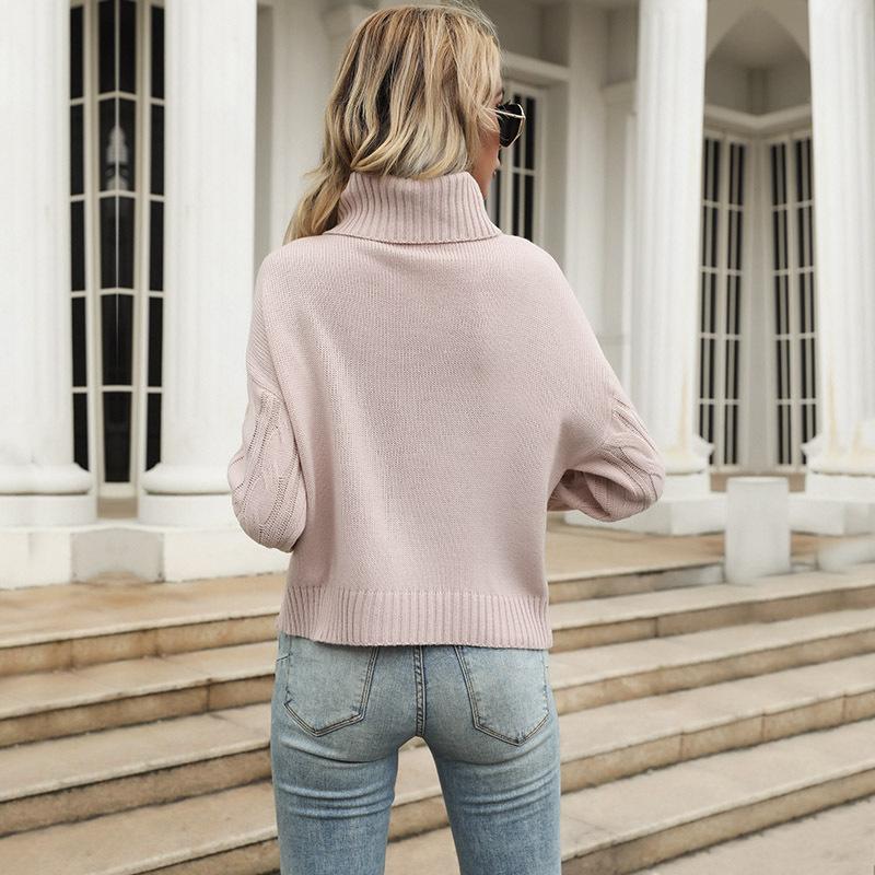Vintage Fashion Elegant Casual Autumn Women's Solid Color Twist Long-sleeved Turtleneck Bottoming Sweater