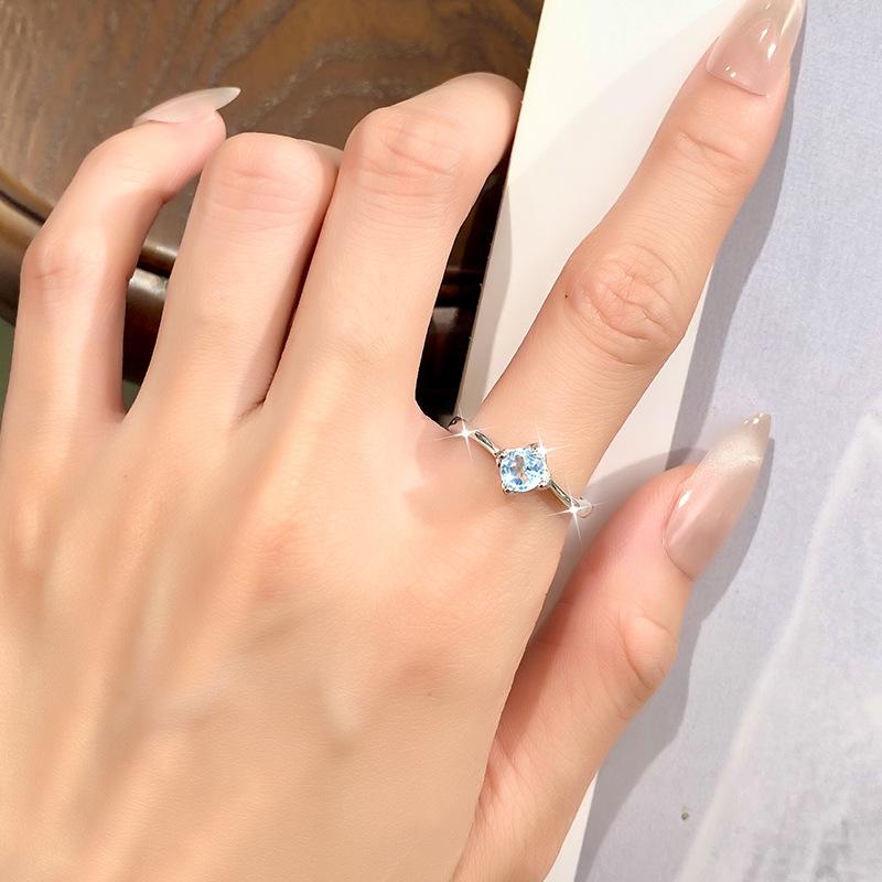 S925 Sterling Silver Four Claw Garnet Ring Natural Crystal Stone Fashion Minimalist Women Daily Fine Jewelry