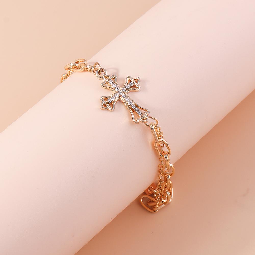 Fashion Gold Silver Color Cross Anklets Crystal Ankle Bracelet Chain Women Girls Party Holiday Jewelry Gift