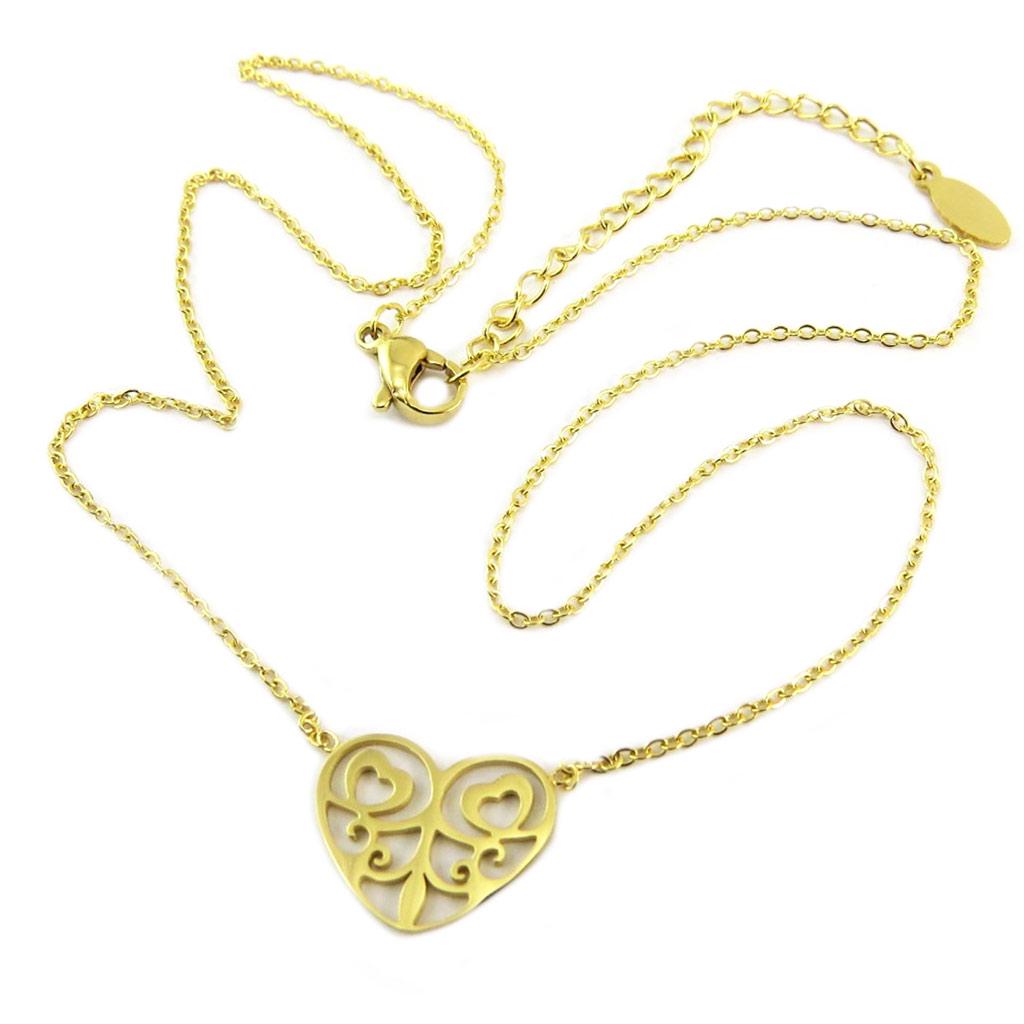 Les Trésors De Lily [P8105] – Goldene Halskette „Love“ aus Stahl – 15 x 11 mm