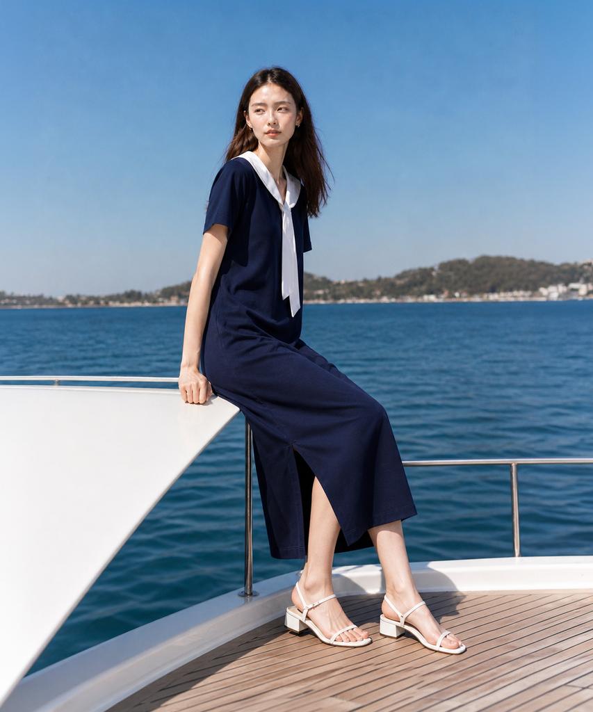Robe Metapeo à col marin Bleu marine