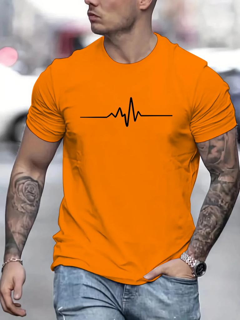 Herren 100% Baumwolle Sommer lockere Größe Kreativ Grafik bedruckt Slim Fit Casual Sport Rundhals Kurzarm T-Shirt Top