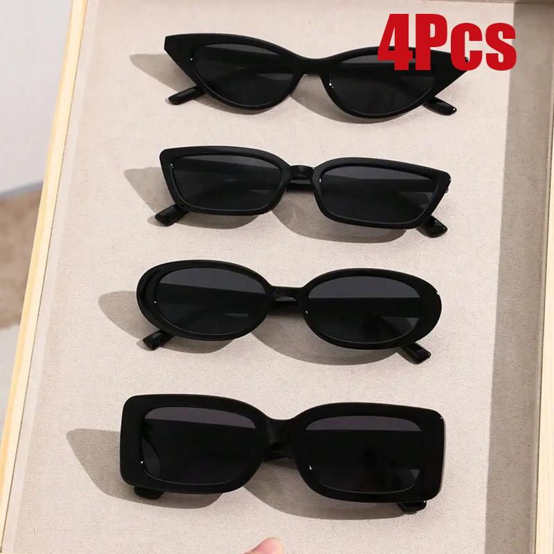 

4 шт. неполяризованных унисекс кошачий глаз пластиковая оправа модные солнцезащитные очки женские повседневные аксессуары для очков