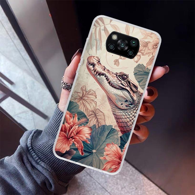 Crocodile Animal Phone Case For Xiaomi Poco X5 X6 X7 Pro F7 Ultra M7 Redmi 15C 15 13C 13 12C 12 10 10C 10A 9 9C 9T 9A Cover Poco