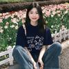 Summer Loose T-shirt Gray Short Sleeve Round Neck Top for Women