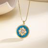 Nidin Vintage Flower Design Round Pendant For Women Light Luxury Zircon Inlaid Lucky Choker Necklace Fashion Jewelry Fine Gifts