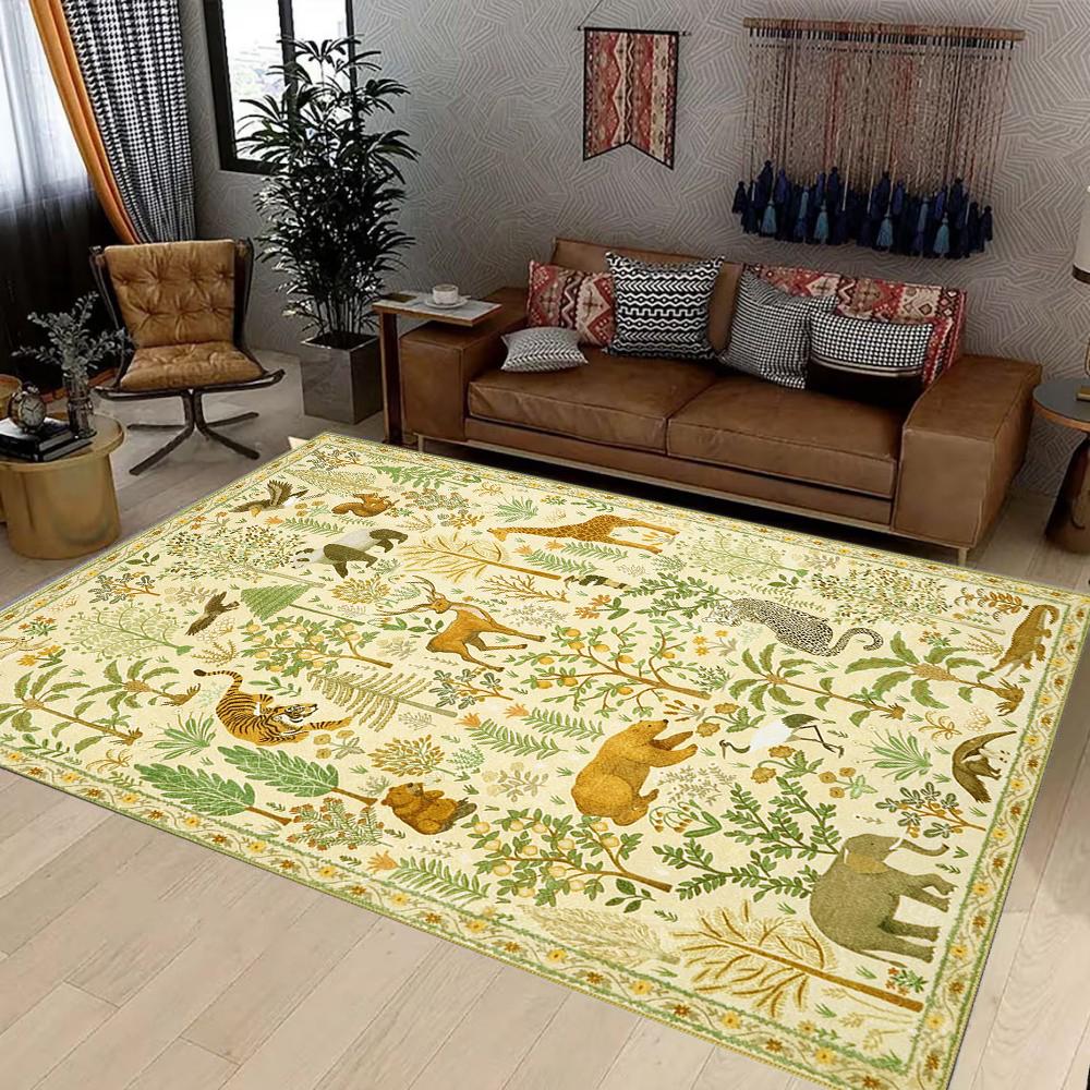 Cartoon Carpets Forest Animals Kid's Play Mat Non-slip Sofa Floor Mat Living Room Bedroom Area Rug Home Decor Chair Mat Gift