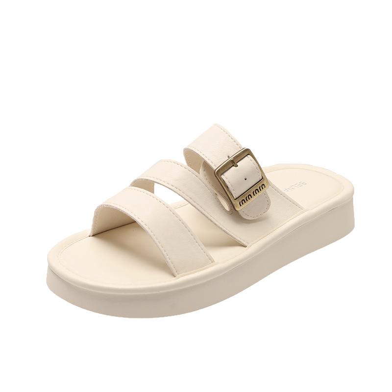 Cool slippers women's summer wear new fashion sense versatile casual thick bottom seaside beach one-word drag