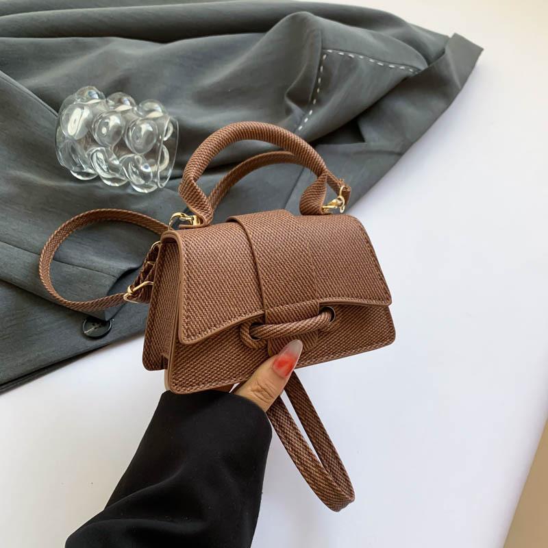 

Popular fashion mini handbag new solid color high texture women s shoulder messenger bag коричневый