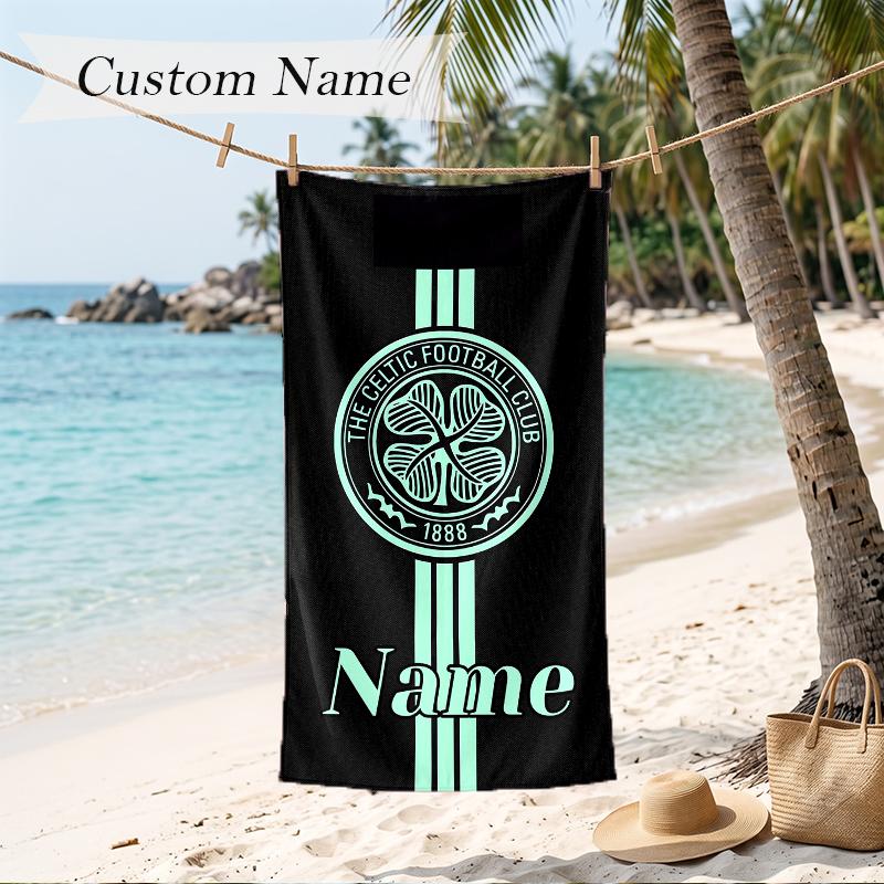 Celtic Football Club Custom Name Printed Beach Towel Personalized Soft Towel For Swimming Beach Travel