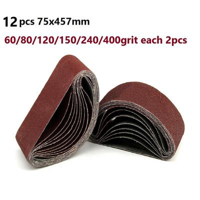 12PCS 75X457mm Sanding Belts 60/80/120/150/240/400 Grit Belt Sander Sandpaper Sanding Belts For Abrasive Tools