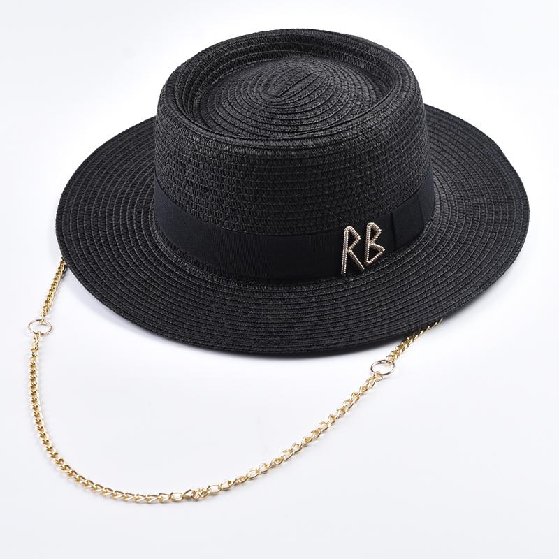 Eleganter Strohhut für Damen mit Bandverzierung, Partyhut, Reise-Sonnenhut für Strand Chapeau Femme