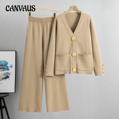 Maglione lavorato a maglia da donna autunno e inverno taglie forti temperamento ampio casual gamba larga pantalone tuta