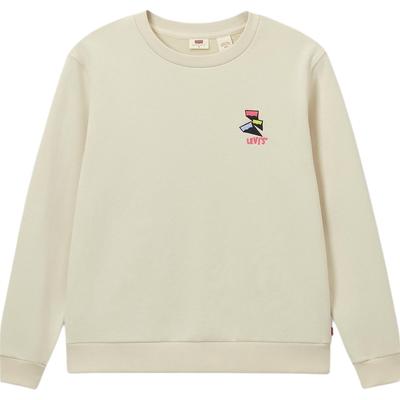 Levis Round Neck Embroidered Pullover Comfortable Long Sleeve Sweatshirt Women Sweatshirt Beige 0015S-0000