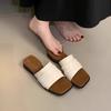 Slope Heel Sandals Women's New Retro Niche Fairy One-word Drag Square Head Thick-soled Slippers