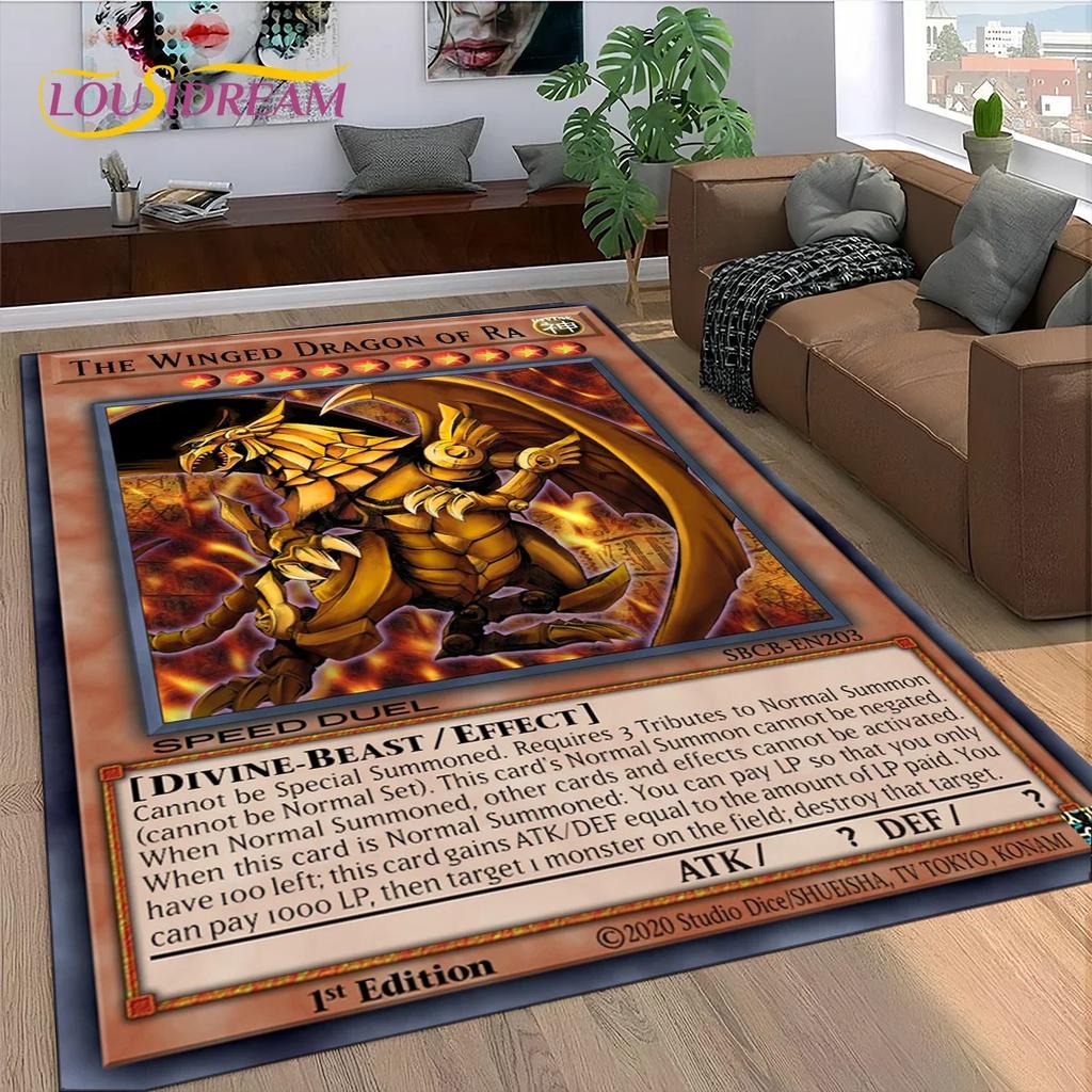 2025 Neuer Yu-Gi-Oh Blauäugiger Drache Monster Goldene Karte Cartoon Spiel Teppich für Schlafzimmer Wohnzimmer Haus Sofa, Dekoration Bodenmatte