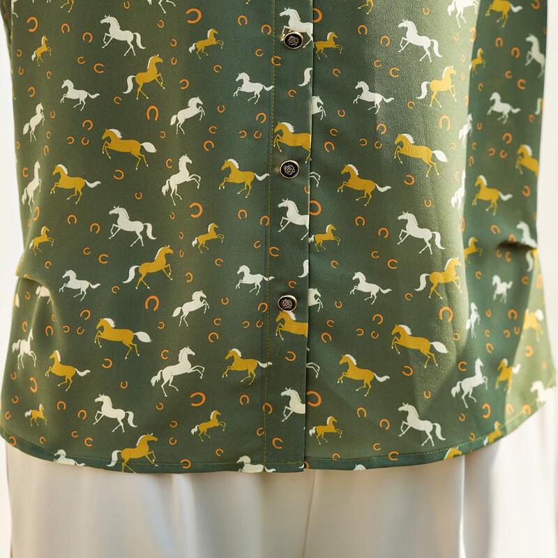 Women's Summer Floral Lapel Shirt and Straight-Leg Pants Set