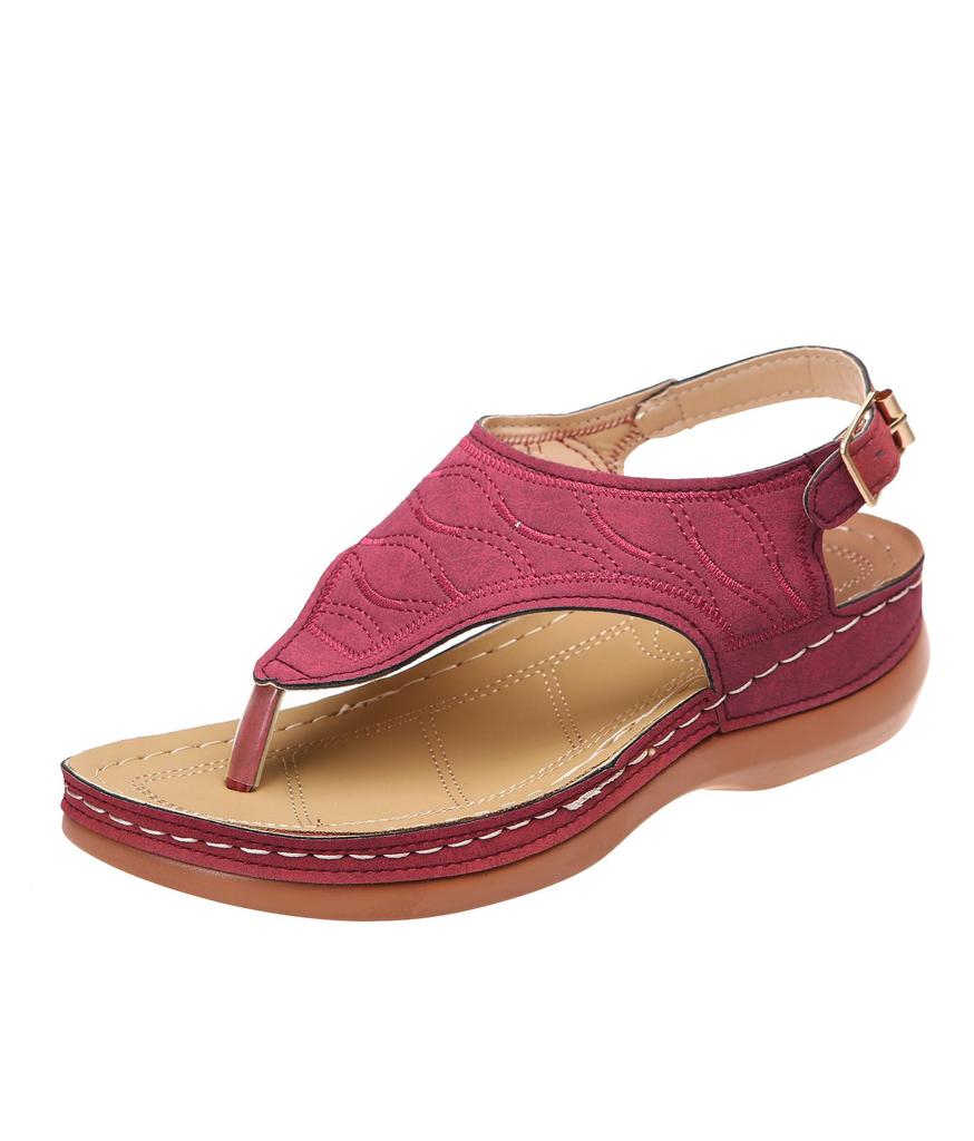 Women's Roman Style Sandals One-Word Buckle Flat Summer Shoes Available in Size 43