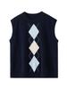 Retro British Diamond Pattern Sleeveless Cashmere Vest 