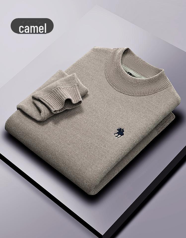 Men's Chenille Embroidered Thick Plush Half-Turtleneck Fleece Sweater