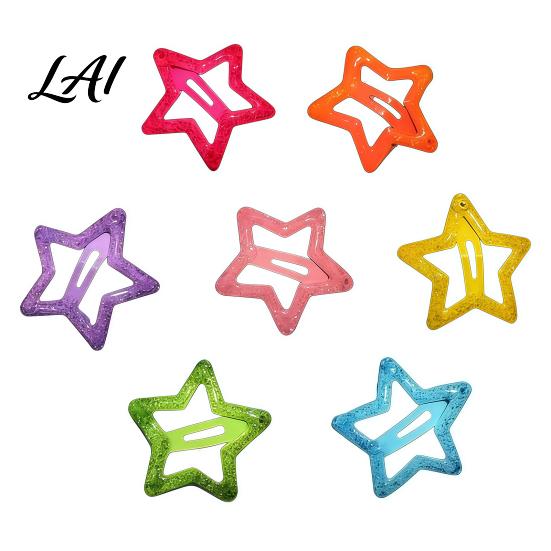 Decorative Hair Jewelry for Women Cute Star Clips Girls Glitter Metal Snap Barrettes Charming Accessories Gifts Bangs Braids And Hairstyles,