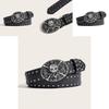 Punk Skull Leather Belt For Men With Metal Snap Closure For Casual Streetwear