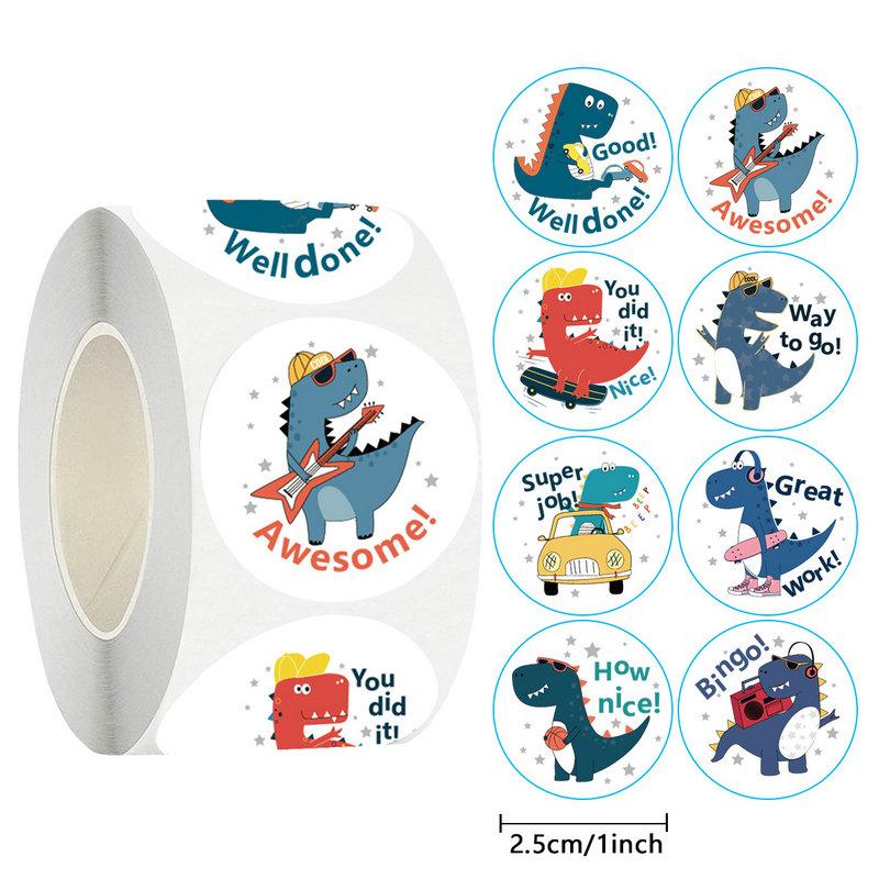 Wholesale Dinosaur Animal Kids Camaraderie School Teacher Gift Reward Stickers Party Fun Cute Self-Adhesive Labels 50-500Pcs