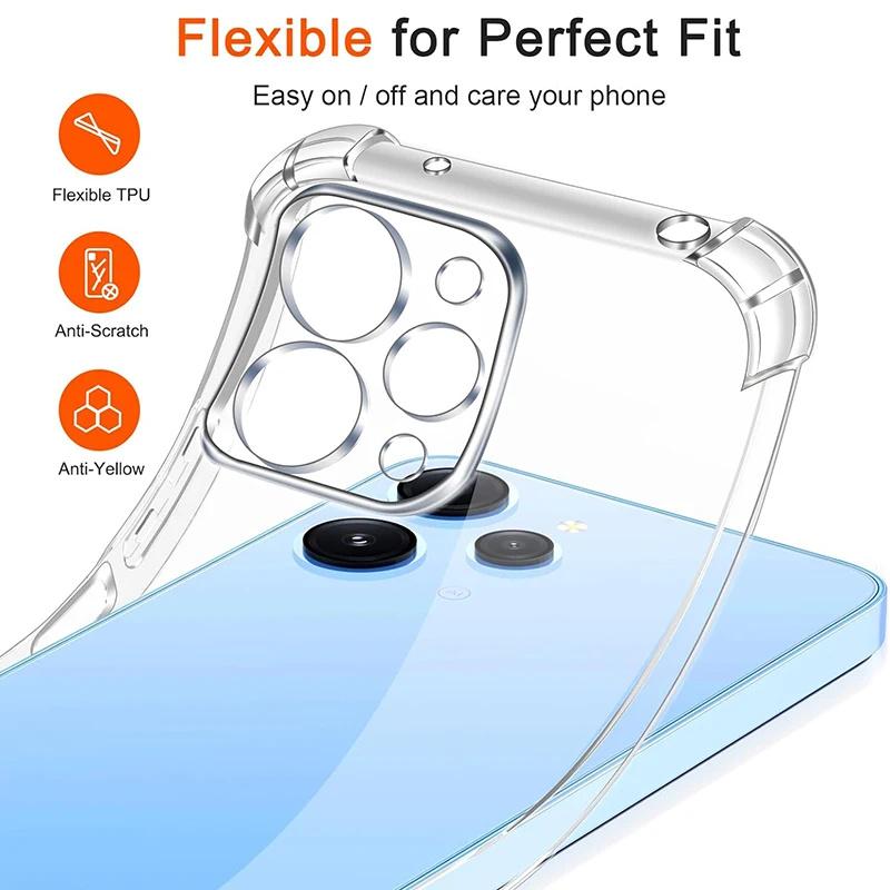Shockproof Clear Silicone Soft TPU Case For Xiaomi Redmi 13C 12C Note 12S 12 Pro Plus Speed Turbo Ultra Thin Transparent Bumper