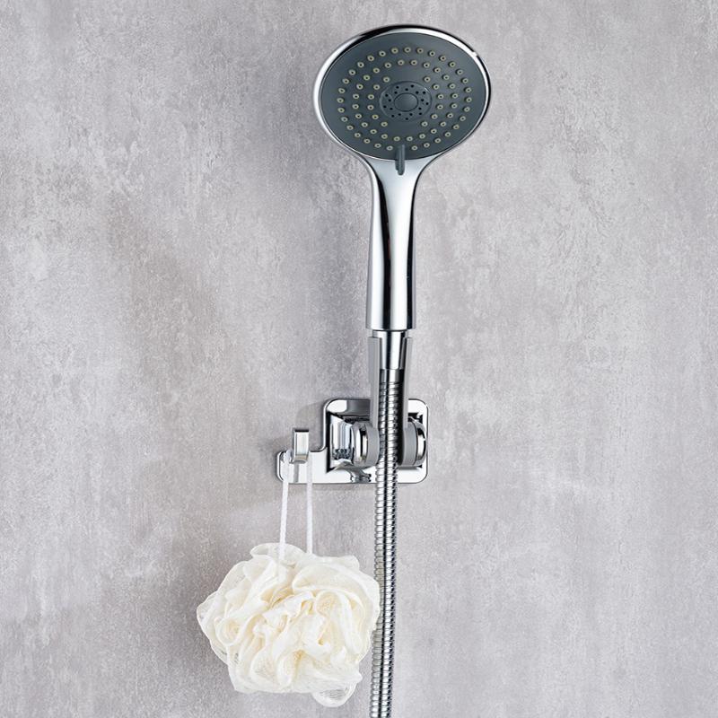Shower Head Holder 90° Rotatable Adhesive No Drill Wall Mount Removable Bracket for Bathroom Shower Accessory