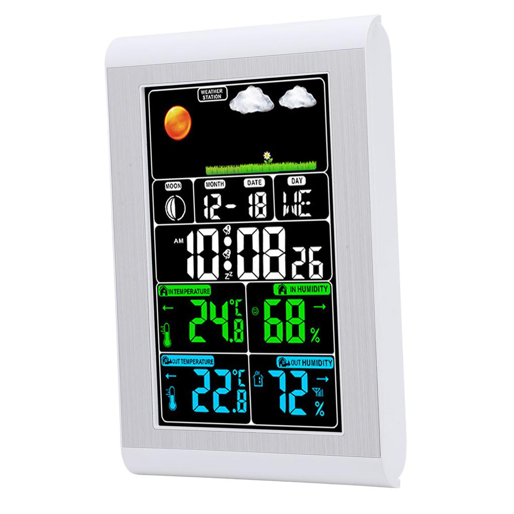 Weather Clock Wall Digital Display Garden Monitoring Indoor Outdoor Temperature Humidity Meter