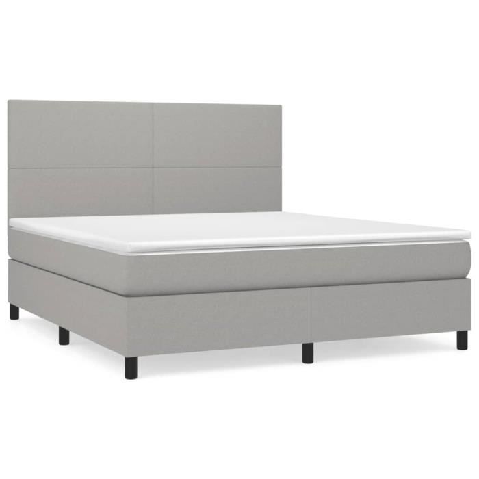 VidaXL Lit à sommier tapissier avec matelas Gris clair 180x200cm Tissu - Modèle 3141633