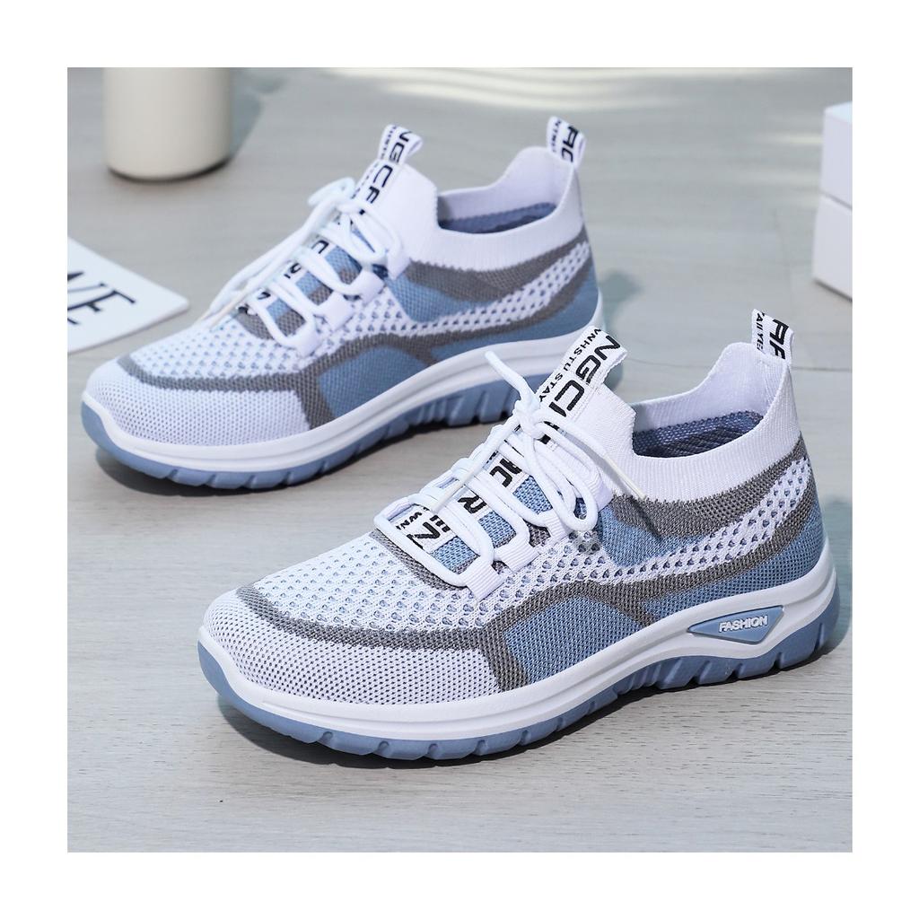 Dámské lehké a prodyšné bílé sportovní boty - Pohodlné nízké šněrovací ležérní vycházkové boty, Outdoorové cestovní boty Blokující vzory