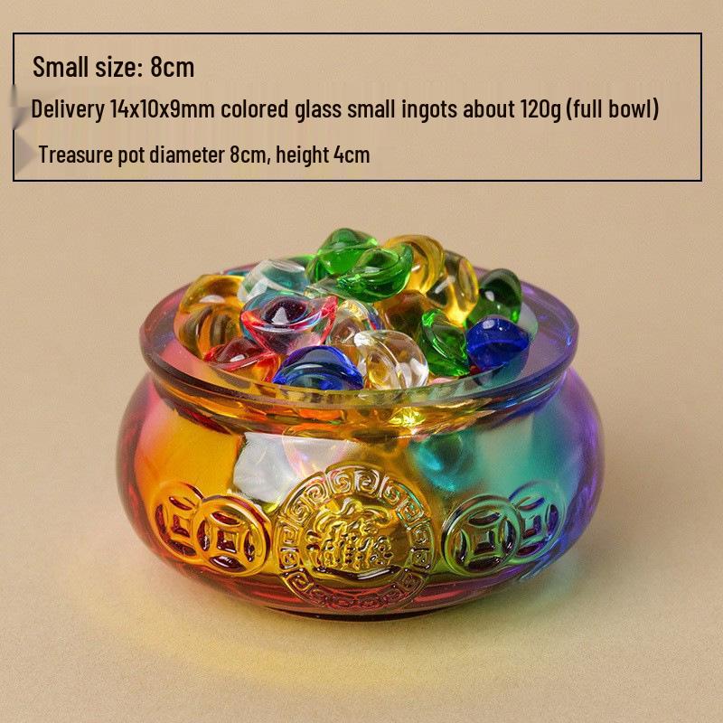 Citrine Feng Shui Treasure Pot with Gold Ingot and Multicolor Money Bag - Gift for New Beginnings