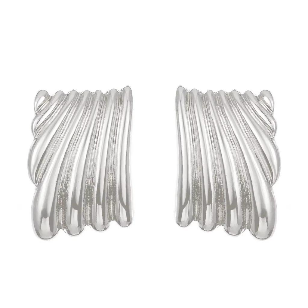Exaggerated Gold Color Heart Oval Earrings For Women Metal Earing Jewelry Trending Irregular Wrinkled Geometric Earrings
